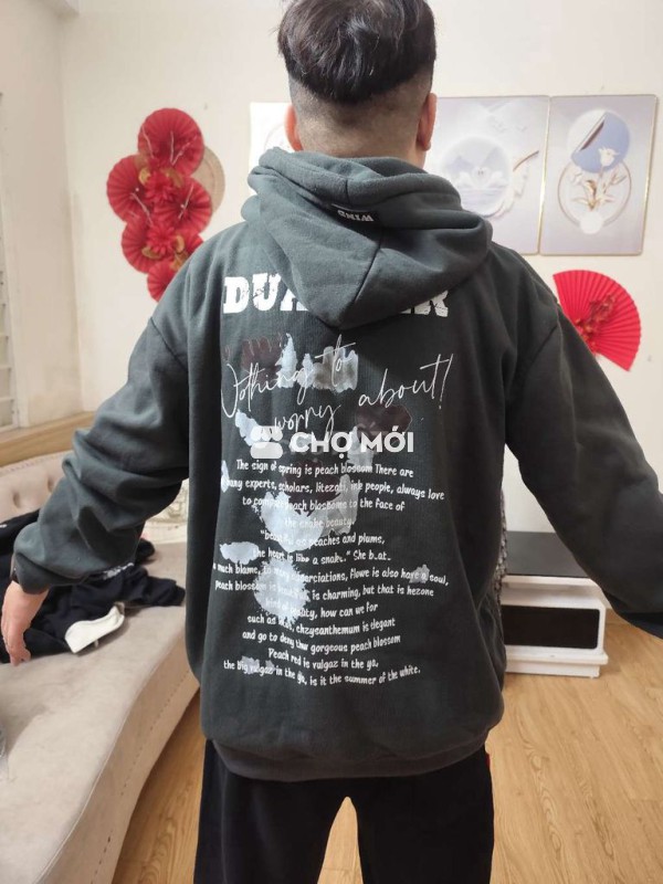 Áo hoodie nam trần bông form rộng oversize