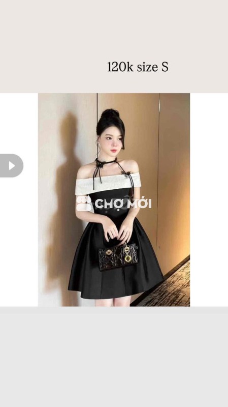 Đầm dự tiệc Nữ Đen Trắng size S