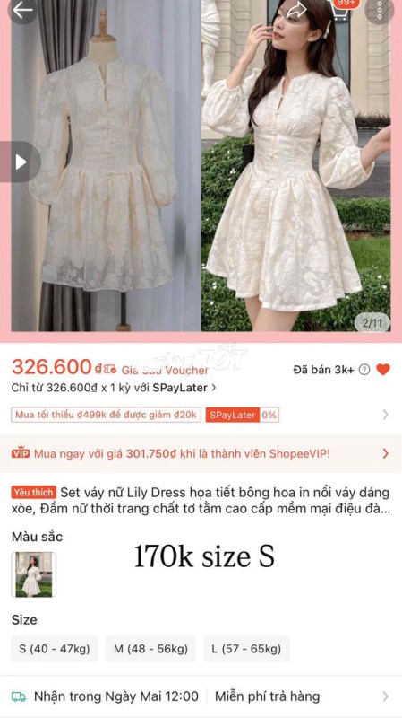 Đầm nữ tơ tằm dáng xòe size S