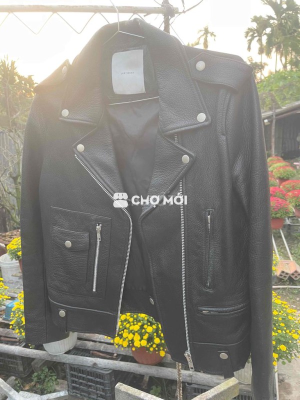 Áo khoác da nam biker da bò hạt