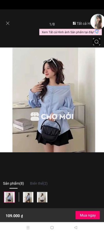 Áo sơ mi nữ trễ vai màu xanh