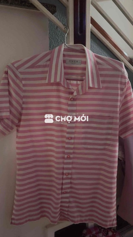 Áo sơ mi Owen Nam Hồng sọc trắng