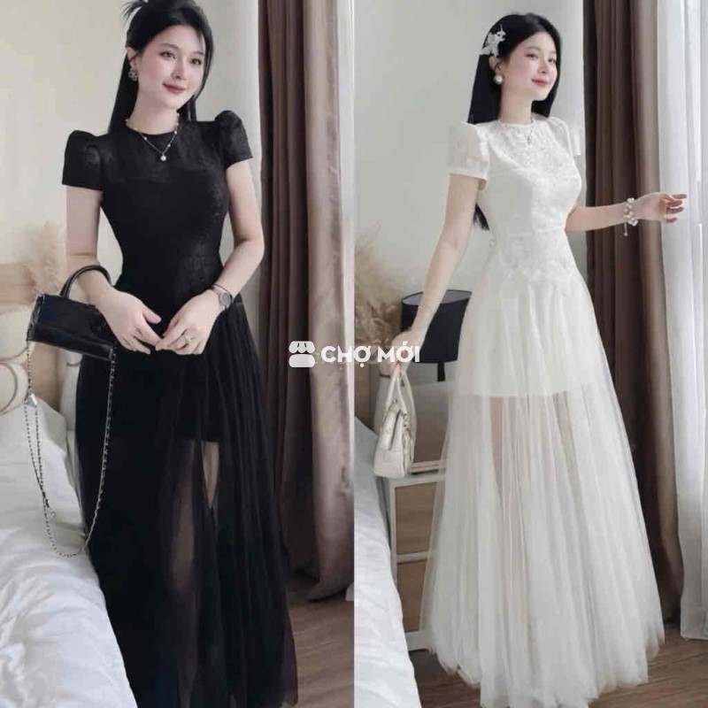 Váy nữ ren hoa đen size XL