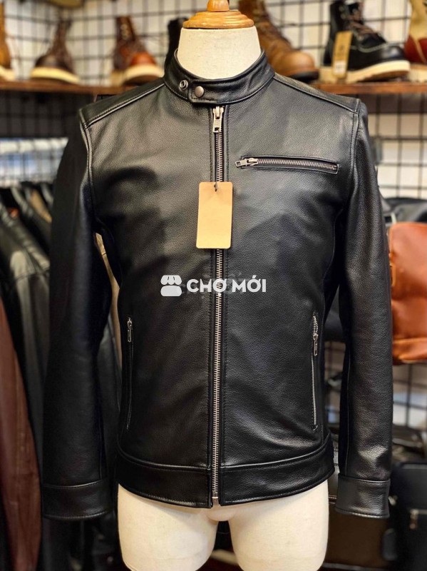 Áo khoác nam da bò cổ vắt trẻ trung