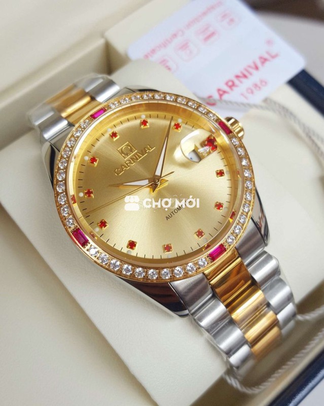 Đồng Hồ Cơ Phiên Bản Luxury Viền Đính Đá Moisanite