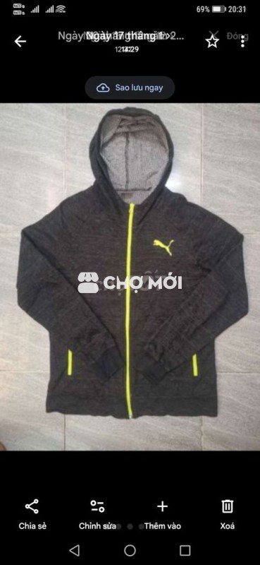 Áo khoác nỉ Puma Sport Made DryCell Đen Xám form M