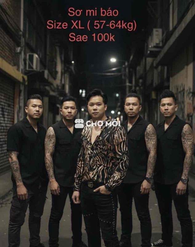 Áo sơ mi nam họa tiết da báo XL