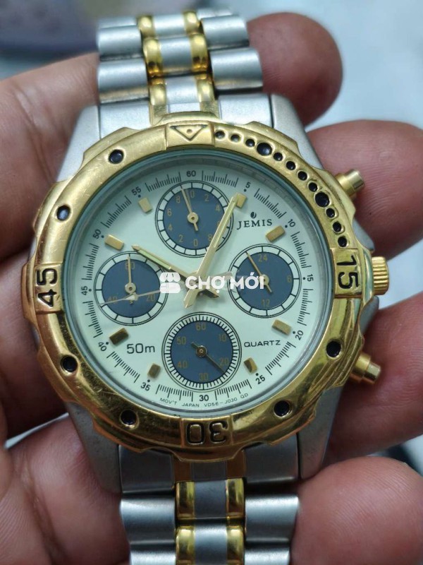 Đồng hồ Nhật 3 cốt 7 kim, size 39mm, đờ mi vàng