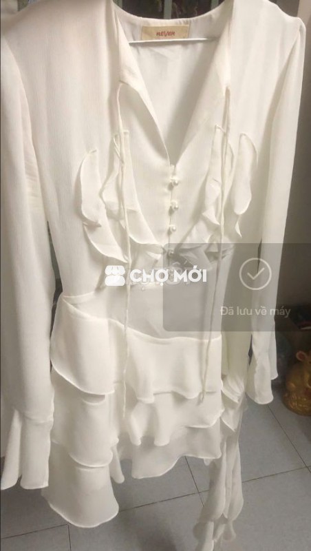 Đầm dự tiệc trắng tay dài tua rua Rêver - size L