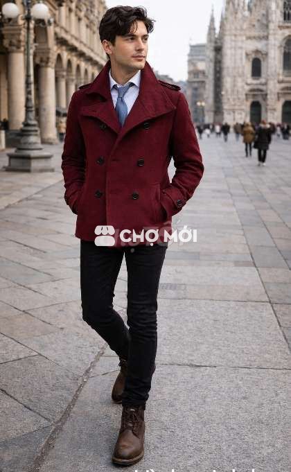 Khoác dạ Pea Coat Joowooni Italy