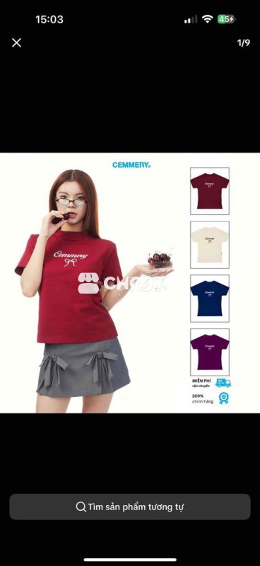 Áo thun nữ Cemmery vải thun Đỏ