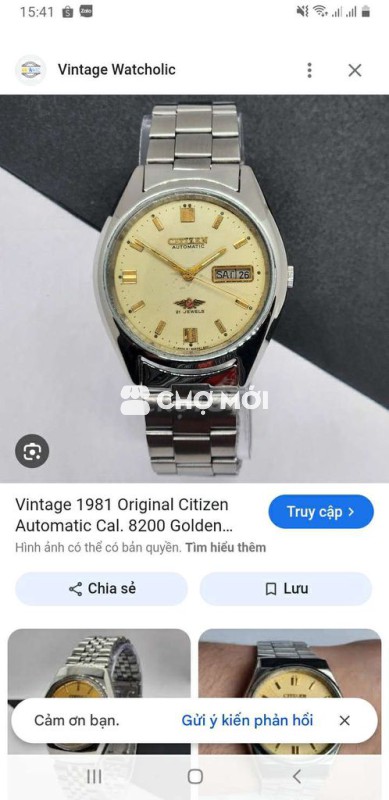 Đồng hồ Citizen Ó biển Nam Inox Vàng