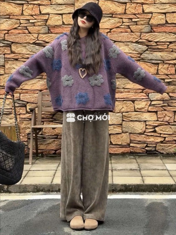 Áo len nữ Oversize Tím lavender