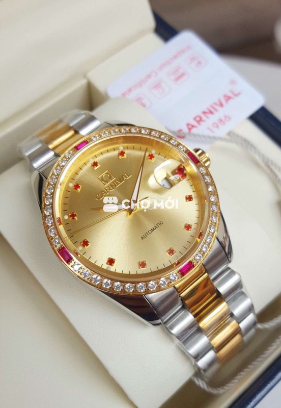 Đồng Hồ Cơ Carnival Đính Đá Topal Cao Cấp Full Box