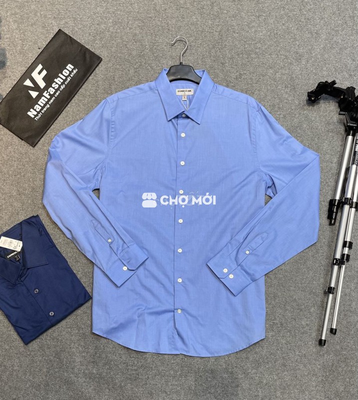 Áo sơ mi nam slim cao cấp Expres xanh trơn M