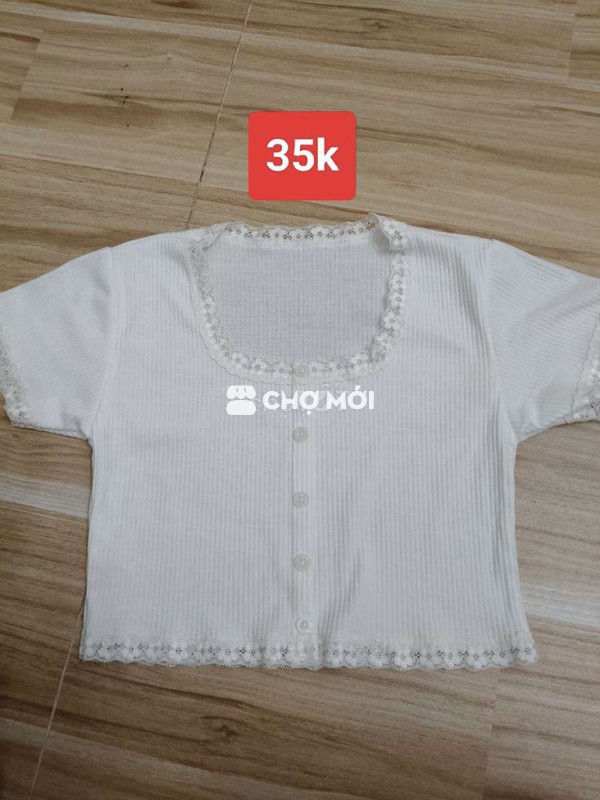 Áo croptop nữ thun gân ren