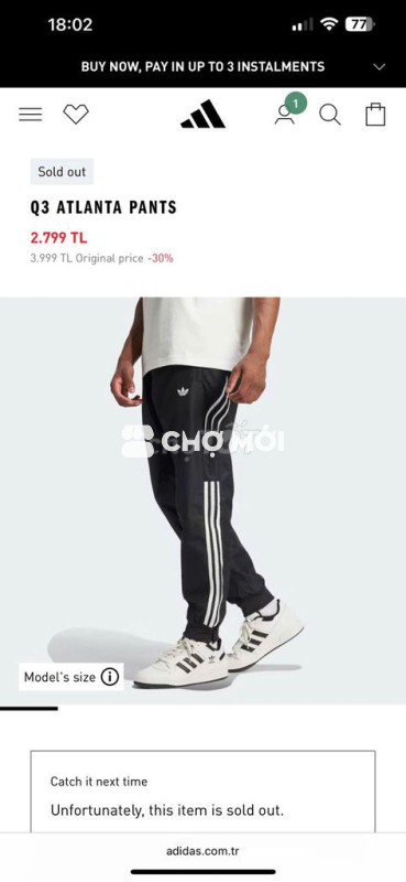 Quần gió Adidas 3 lá Vải gió