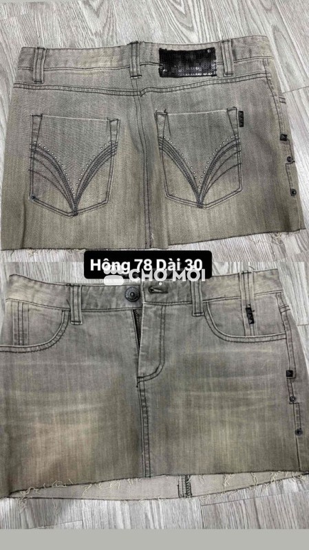 Chân váy jean nữ xám