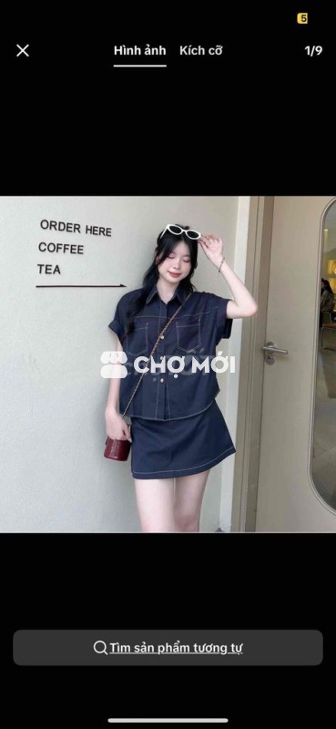 Set chân váy áo sơ mi Nữ Denim
