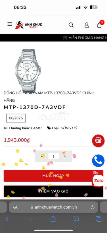 Đồng hồ Casio MTP-1370D-7A3VDF Nam