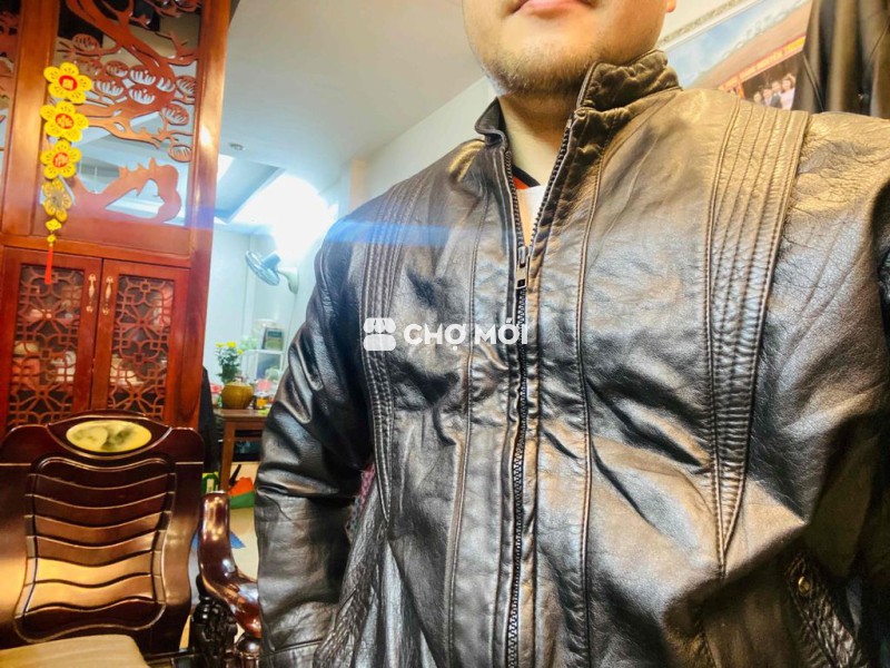 Áo khoác da nam da cừu Đen