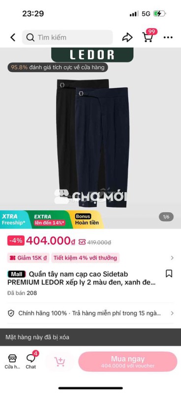 Quần tây nam Ledor size 31