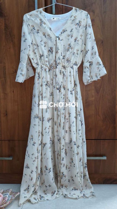 Đầm maxi Nữ voan Trắng kem