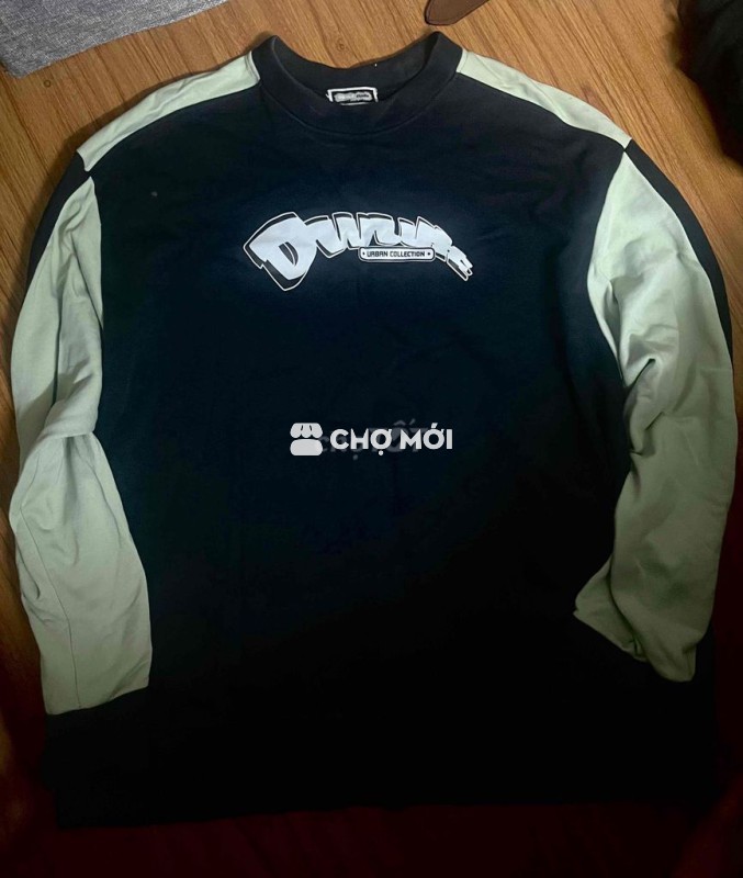 Áo sweater Unisex Đen/Xanh nhạt size L