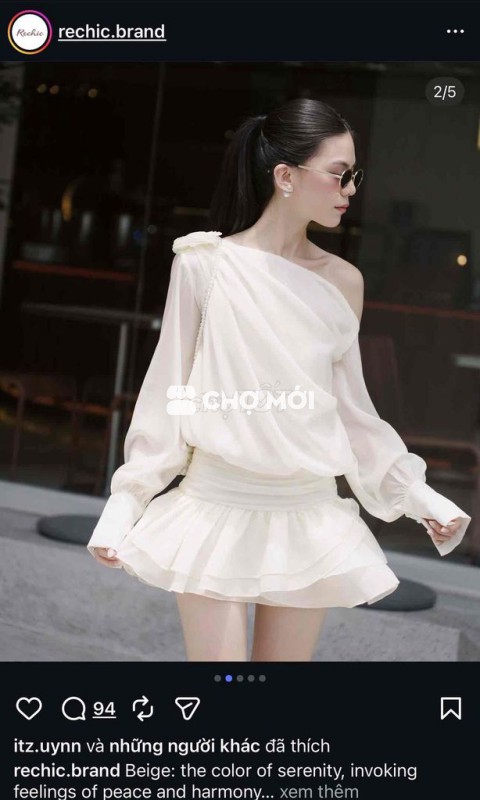 Đầm Rechic Nữ Beige size M new 99%