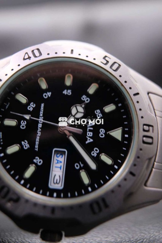 Đồng hồ Alba full thép mặt đen cool ngầu nam tính