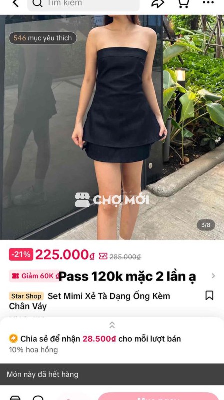 Set đồ nữ Star Shop Mimi Xẻ Tà Đen
