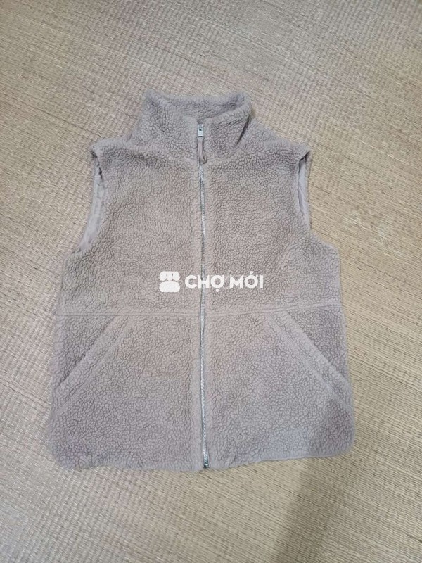 Áo gile cừu xoăn thượng hạng xách tay nâu be