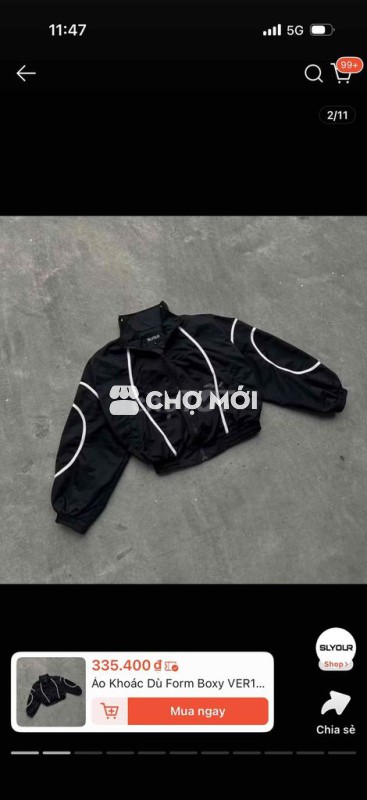 Áo khoác dù SLYOUR Unisex Đen size 2