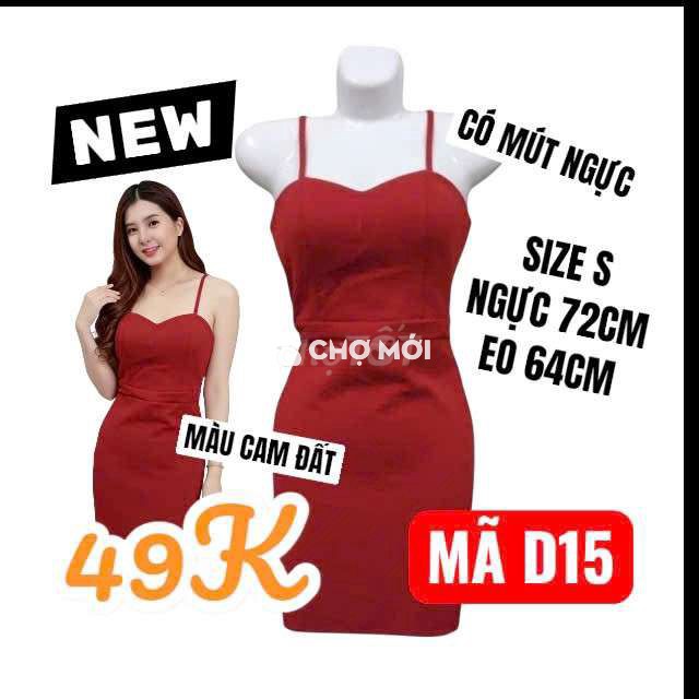 [MÀU CAM ĐẤT_CÓ MÚT NGỰC_SIZE S]_Đầm body 2 dây