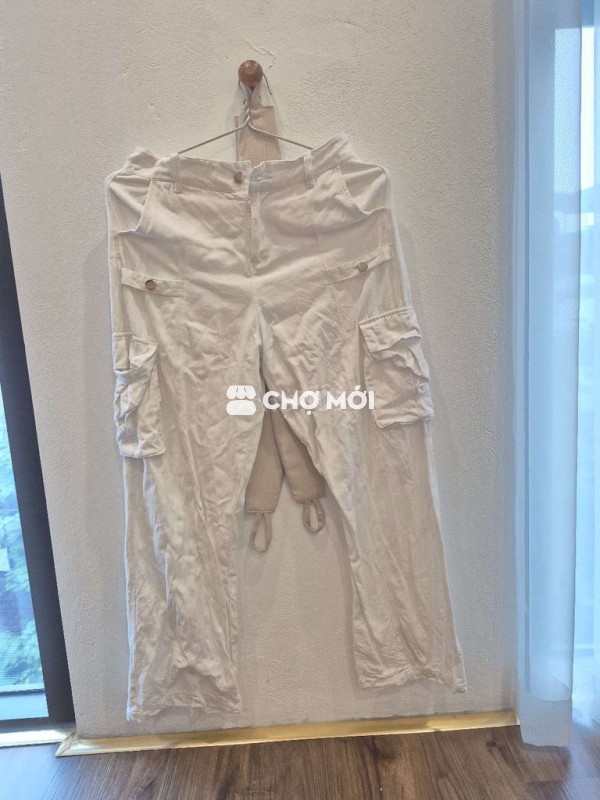 Quần cargo nữ vải Trắng