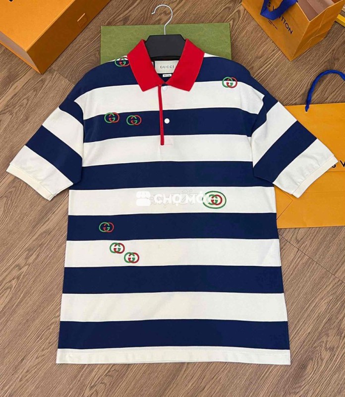 Áo polo Gucci nam Sọc xanh trắng size S