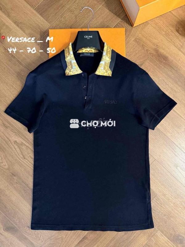 Áo polo Versace Nam Lụa size M Đen
