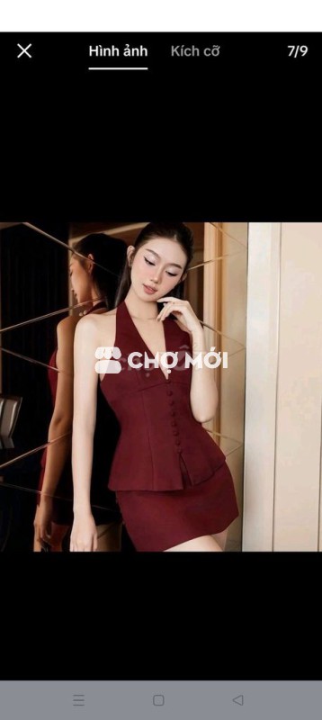 Set áo chân váy nữ Yếm hở lưng