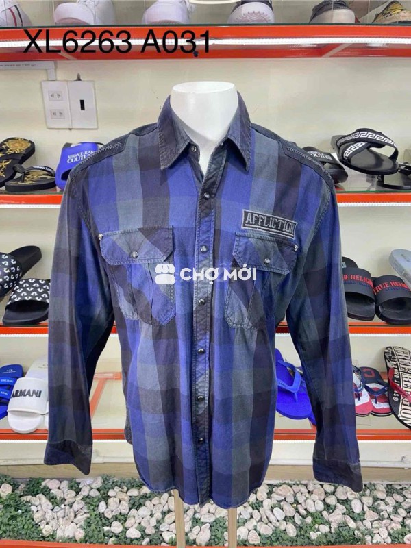 Áo sơ mi nam Affliction kẻ caro chính hãng