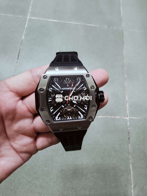 Đồng hồ Hanboro Nam dây silicone Đen