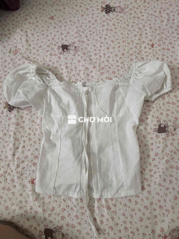 áo kiểu cổ vuông phối tay bồng free size