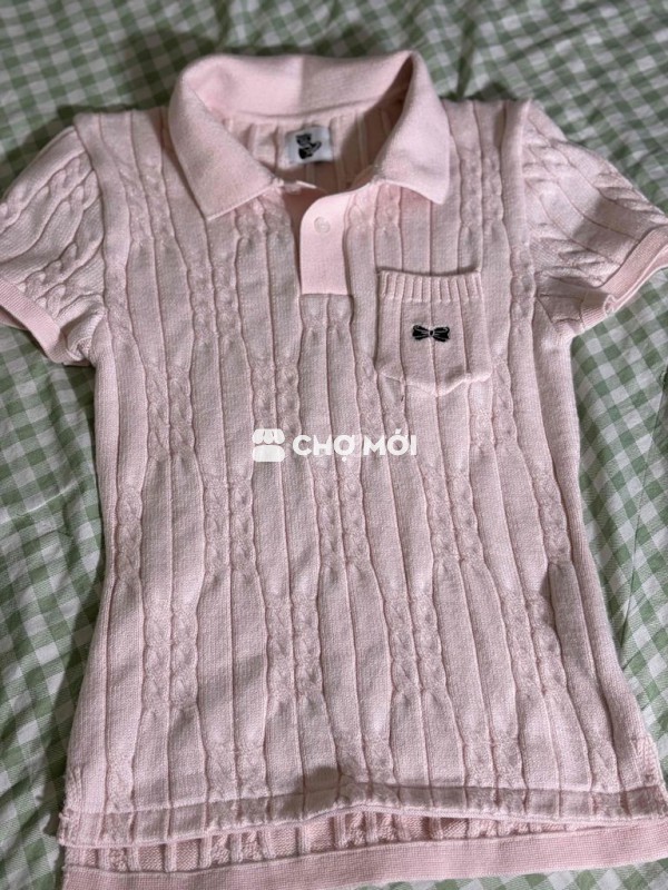 Áo polo Tingoan nữ len Hồng