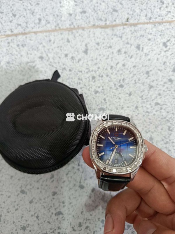 Đồng hồ Carnival3110g Nam dây da Đen