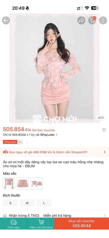 Set áo và váy Nữ size S