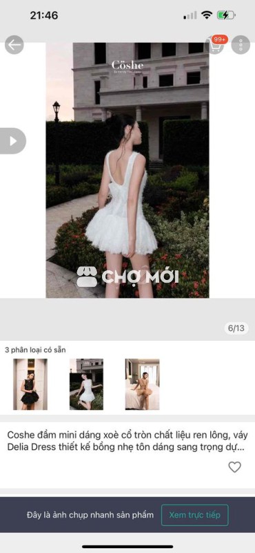 Váy Coshe Delia Dress Ren lông Nữ M