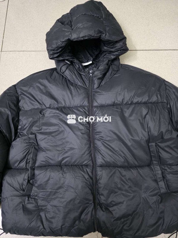 Áo phao Boxy lót lụa Đen