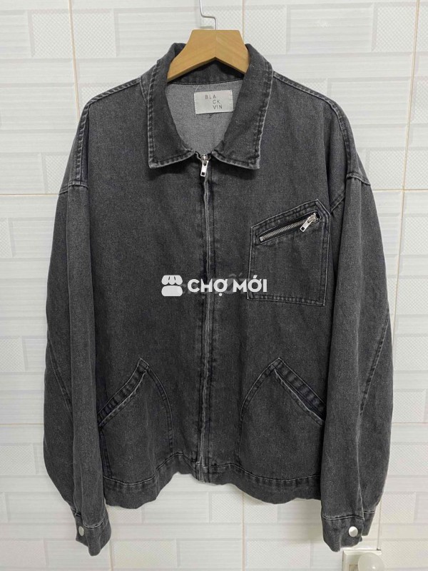 Black Vin Smoke Grey Waxed Denim Jacket