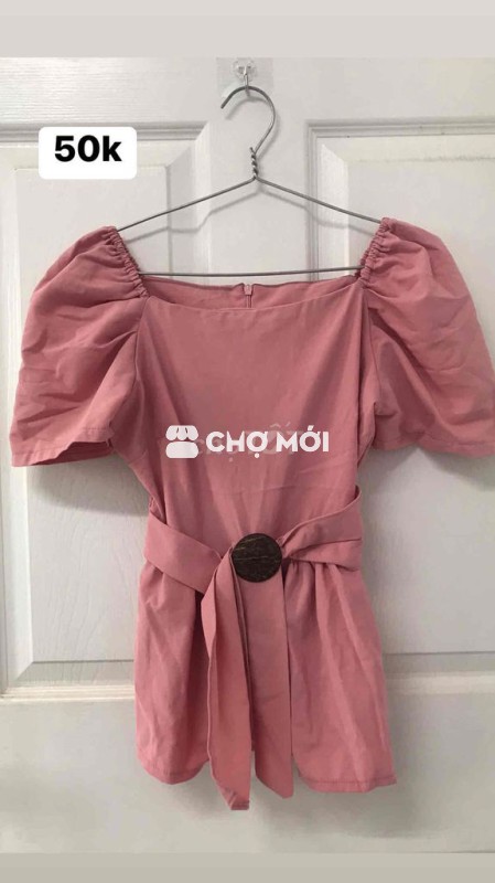 Áo kiểu nữ hồng tay phồng
