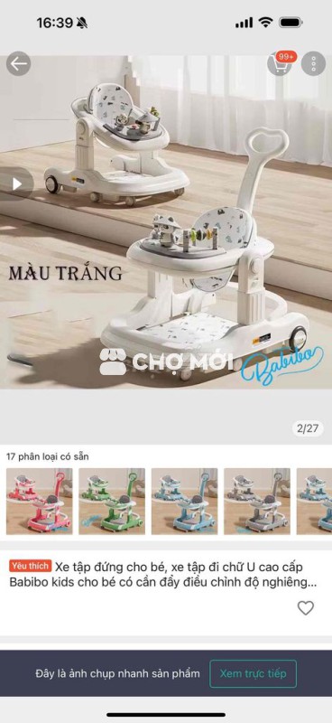 Xe tập đứng cho bé, xe tập đi chữ U cao cấp Babibo