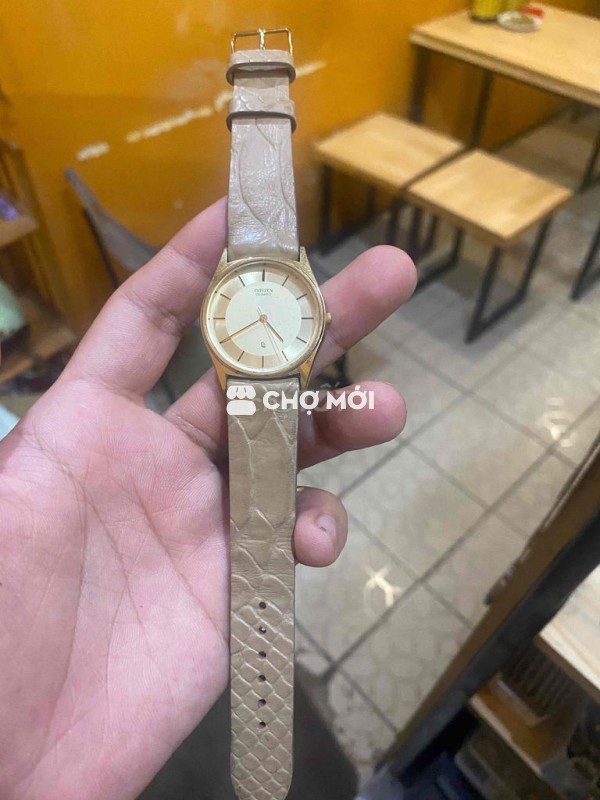 Đồng hồ Citizen nam dây da vàng
